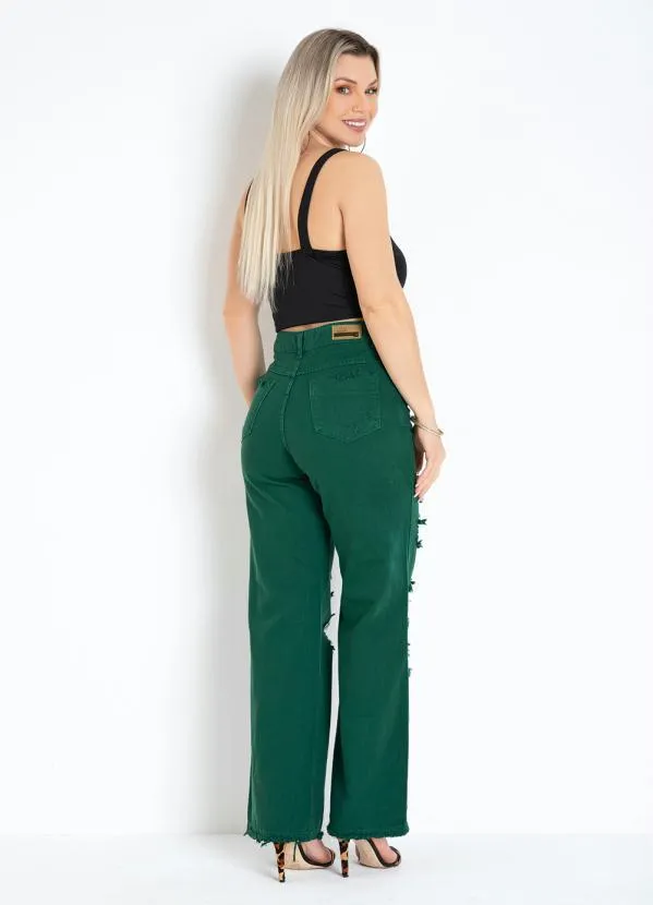 Sawary Jeans - Calça Verde Wide Leg com Bolsos Sawary 4