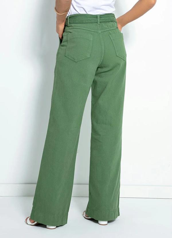 Sawary Jeans - Calça Verde Wide Leg com Faixa Sawary 2