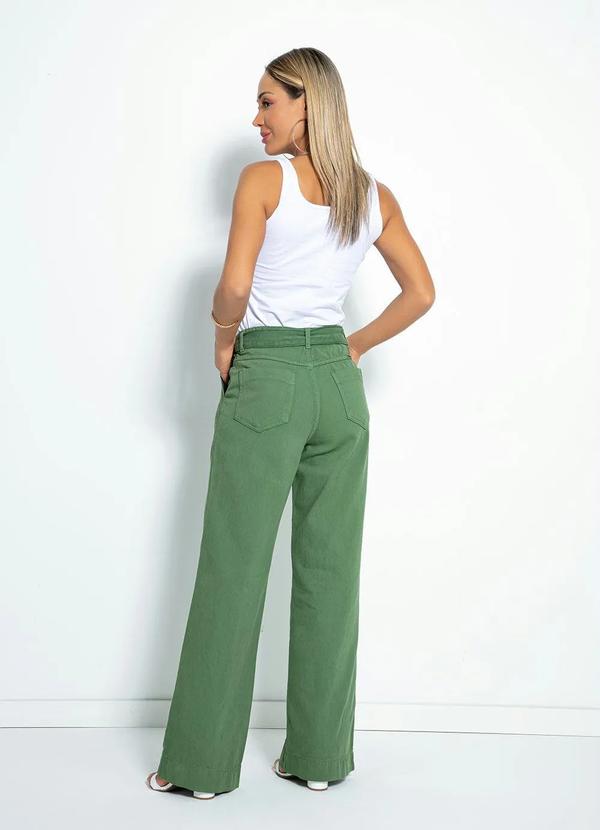 Sawary Jeans - Calça Verde Wide Leg com Faixa Sawary 5