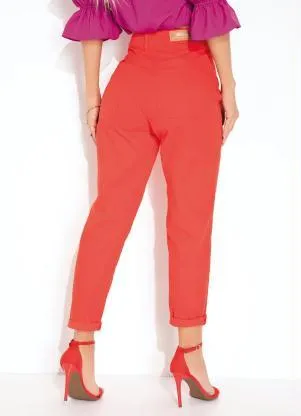 Sawary Jeans - Calça Vermelha Mom Jeans Sawary - SAWARY JEANS