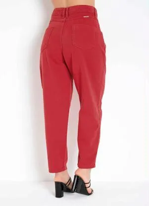 Sawary Jeans - Calça Vermelha Slouchy com Bolsos Sawary - SAWARY JEANS