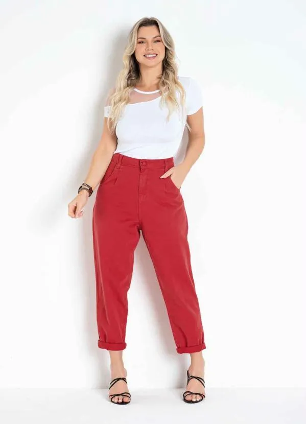 Sawary Jeans - Calça Vermelha Slouchy com Bolsos Sawary 3