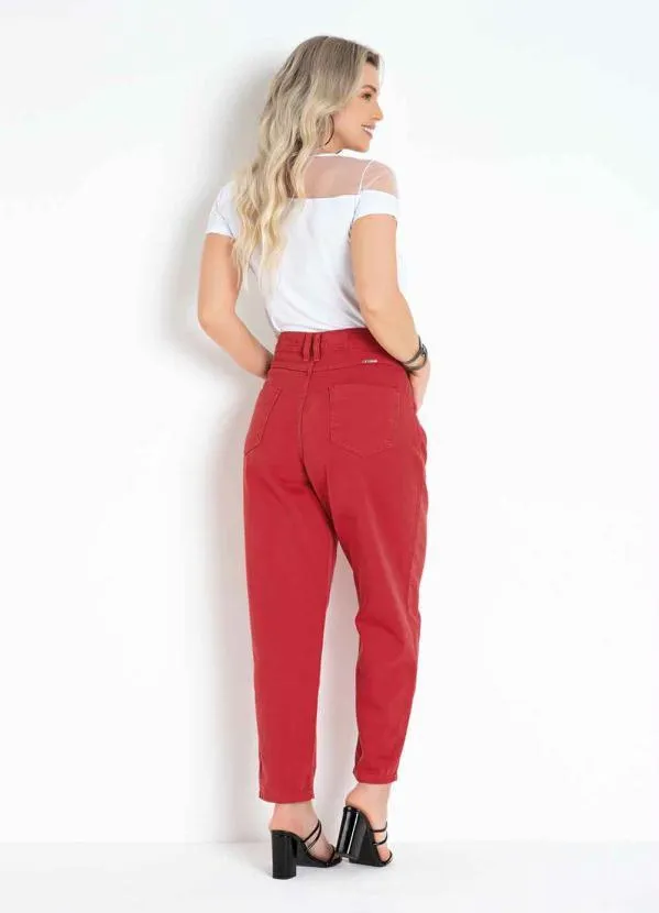 Sawary Jeans - Calça Vermelha Slouchy com Bolsos Sawary 4