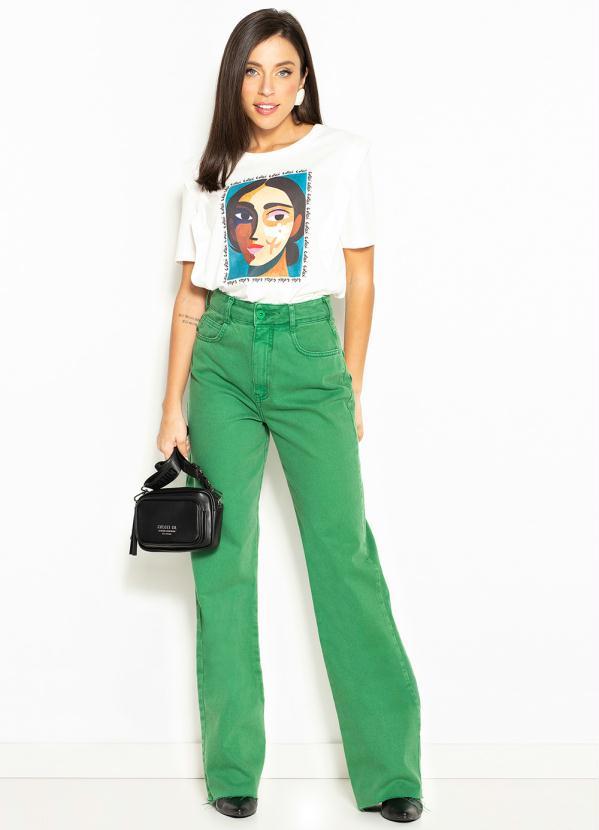 Colcci - Calça Wide Leg de Sarja Verde 3