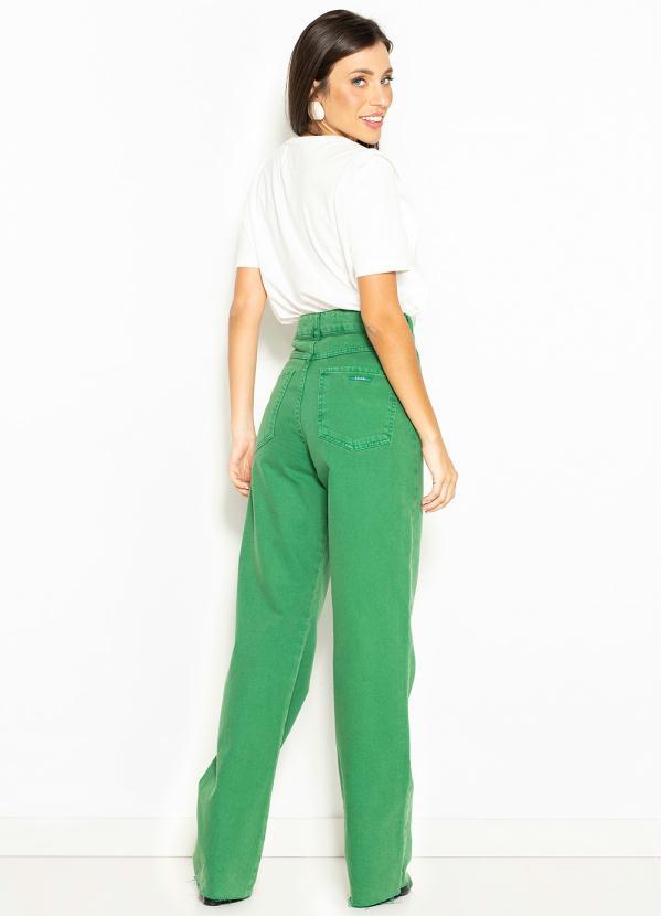 Colcci - Calça Wide Leg de Sarja Verde 4