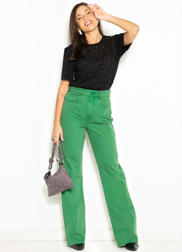 Colcci - Calça Wide Leg de Sarja Verde 6