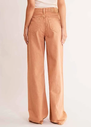 Sofie - Calça Wide Leg em Sarja Marrom - SOFIE