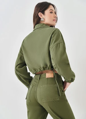 Sofie - Calça Wide Leg em Sarja Verde - SOFIE
