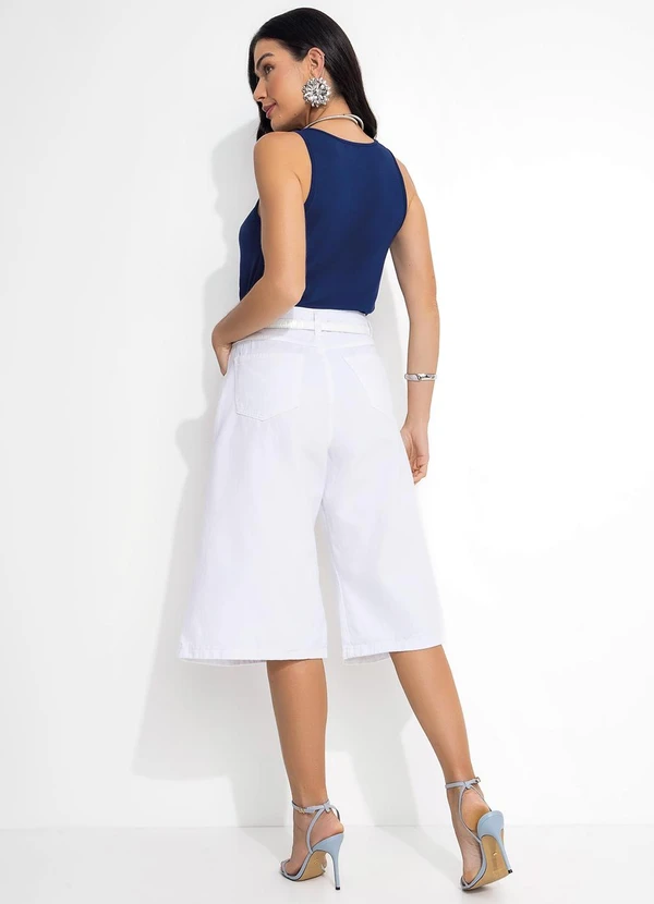 Quintess - Jorts Branco em Sarja com Bolsos 5