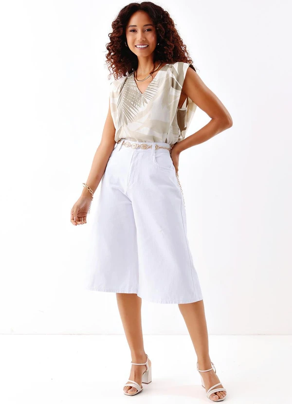 Quintess - Jorts Branco em Sarja com Bolsos 8