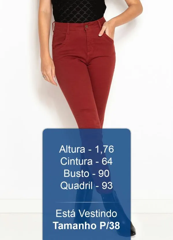 Maria Filó - Calça de Sarja Skinny Color Bordô 5