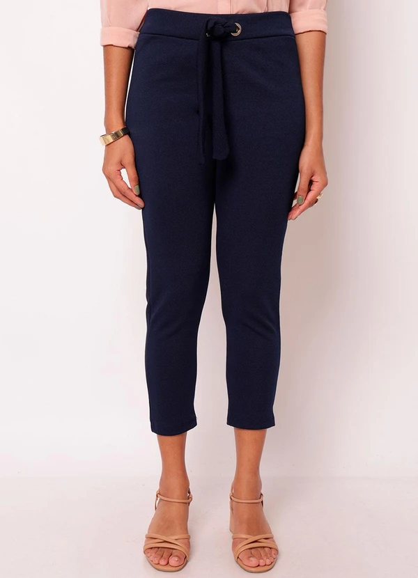 Torra - Calça Feminina Cigarrete Texturizada Marinho