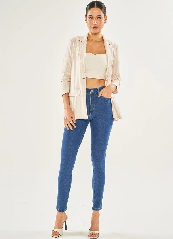 Doce Trama - Calça Flora em Jeans com Elastano Azul 3