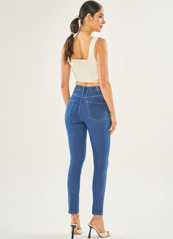 Doce Trama - Calça Flora em Jeans com Elastano Azul 4