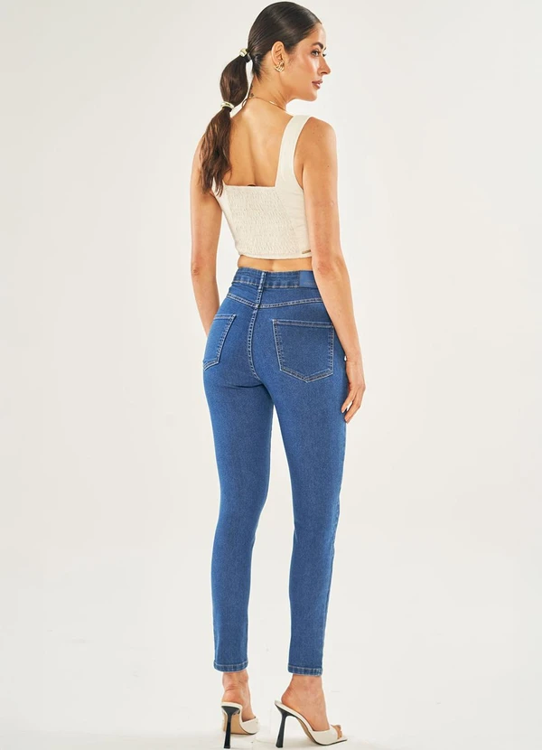 Doce Trama - Calça Flora em Jeans com Elastano Azul 4