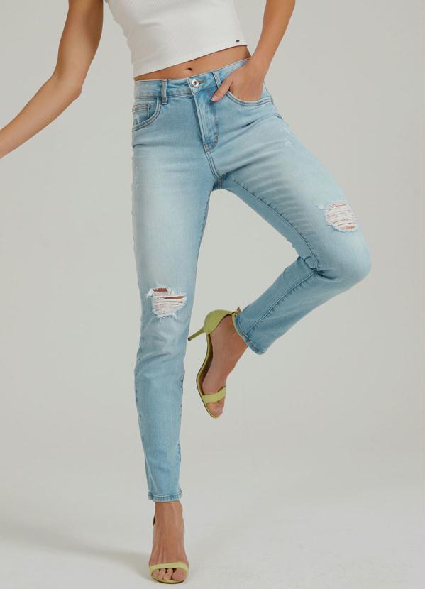 Lunender - Calça Jeans com Elastano Azul