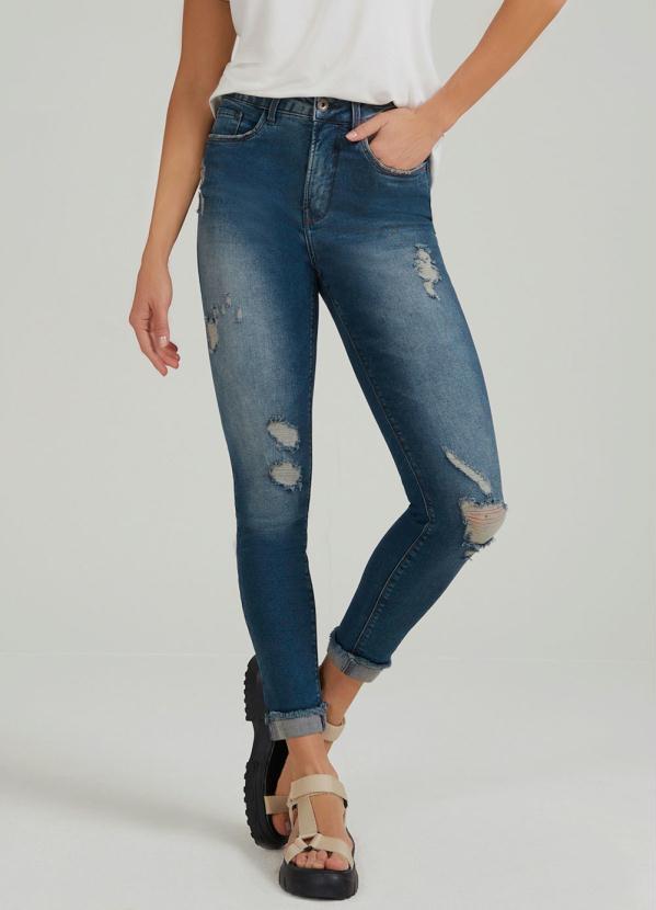 Lunender - Calça Jeans com Elastano Azul