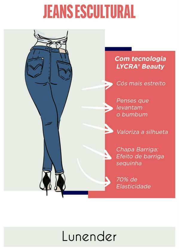 Lunender - Calça Jeans com Elastano Azul 6