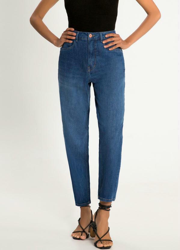Lunender - Calça Jeans Mom  com Elastano Azul