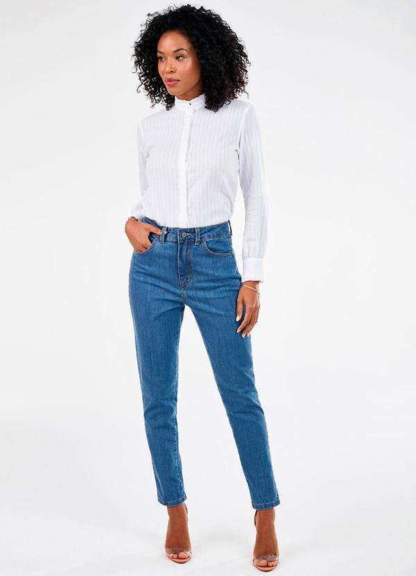 Principessa - Calça Jeans Reta Cintura Média Sarita Azul