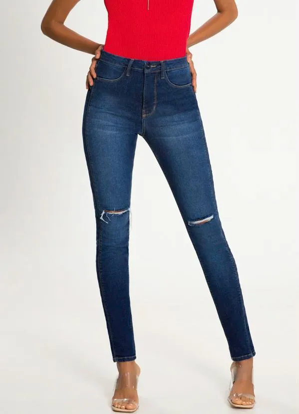 Lunender - Calça Jeans Skinny Escultural Azul