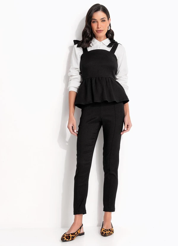 Quintess - Calça Preto em Bengaline Estruturado 3