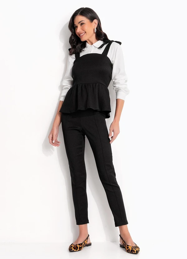 Quintess - Calça Preto em Bengaline Estruturado 4