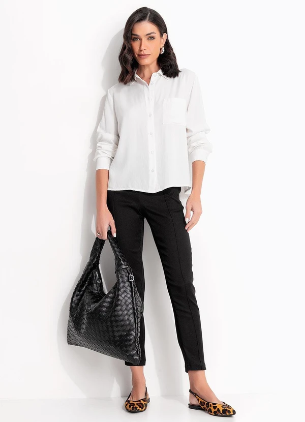 Quintess - Calça Preto em Bengaline Estruturado 5