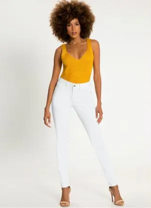 Lunender Feminina - Calça Sarja com Elastano Branco - LUNENDER FEMININA
