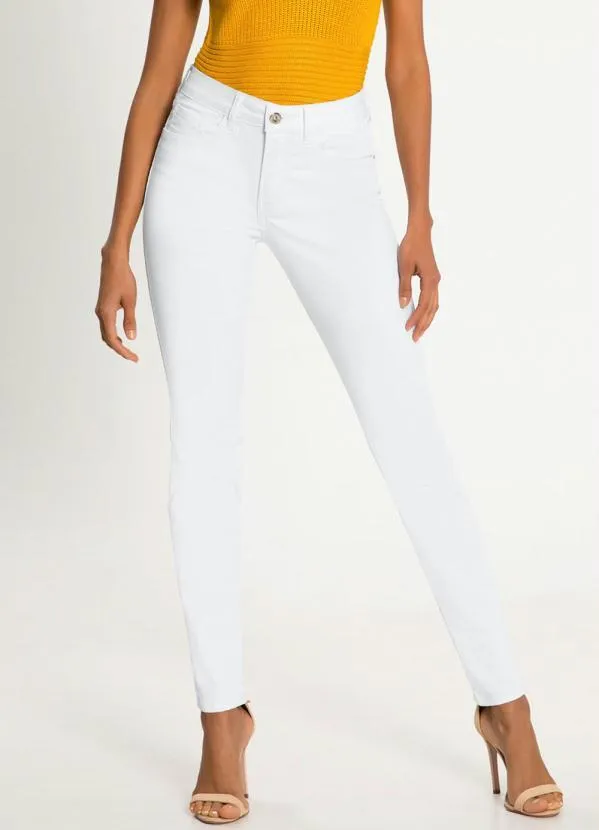 Lunender - Calça Sarja com Elastano Branco