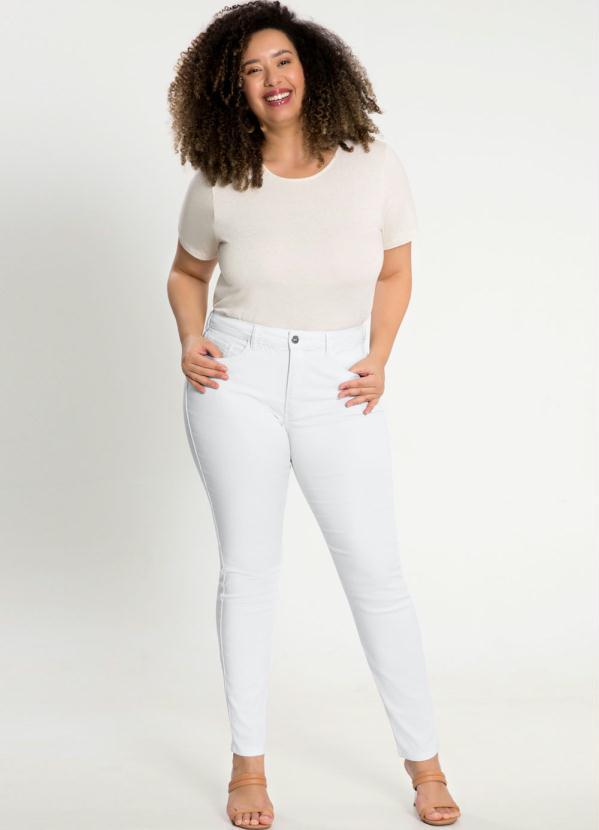 Lunender - Calça Sarja com Elastano Branco 5