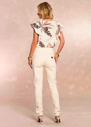 Doce Trama - Calça Skinny Flora em Sarja Branco - DOCE TRAMA