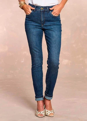Doce Trama - Calça Skinny Íris Soft Garden em Denim Azul - DOCE TRAMA