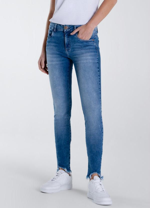 Enfim - Calça Skinny Jeans Cintura Baixa Azul