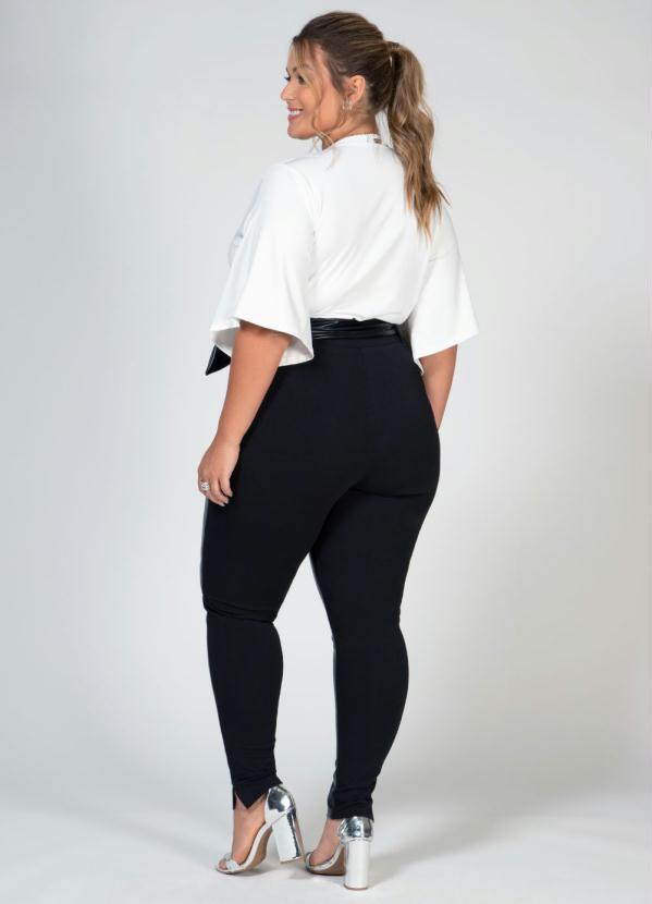 Quintess - Calça Skinny Preta com Detalhes em Sintético 10