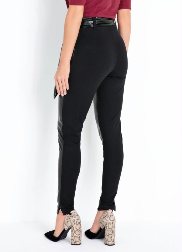 Quintess - Calça Skinny Preta com Detalhes em Sintético 2