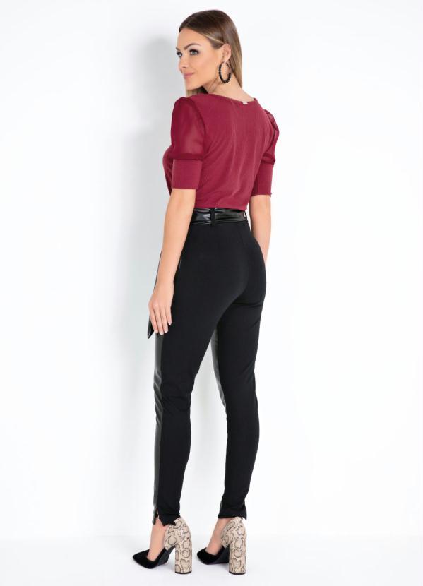 Quintess - Calça Skinny Preta com Detalhes em Sintético 6
