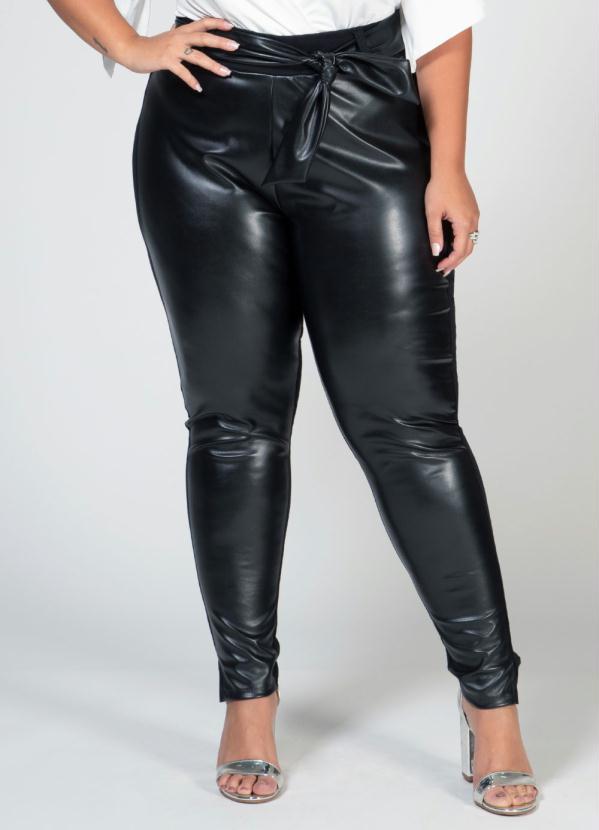 Quintess - Calça Skinny Preta com Detalhes em Sintético 7