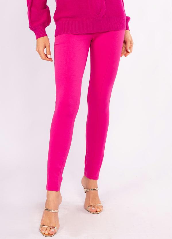Doce Trama - Calça Slim em Bodycon Rosa