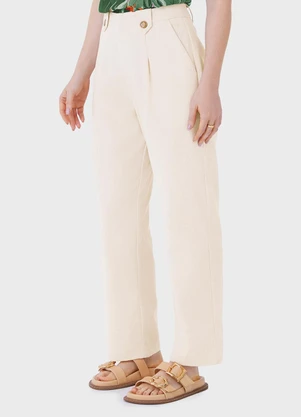Malwee - Calça Alfaiaria em Viscolinho Off White - MALWEE