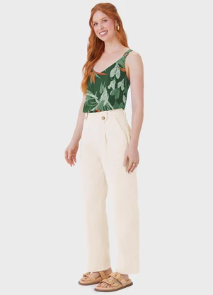Malwee - Calça Alfaiaria em Viscolinho Off White - MALWEE