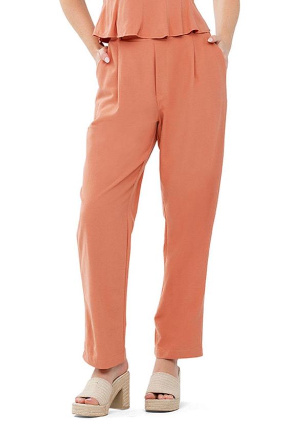 Rezzato - Calça Alfaiatada com Elástico Adulto Marrom