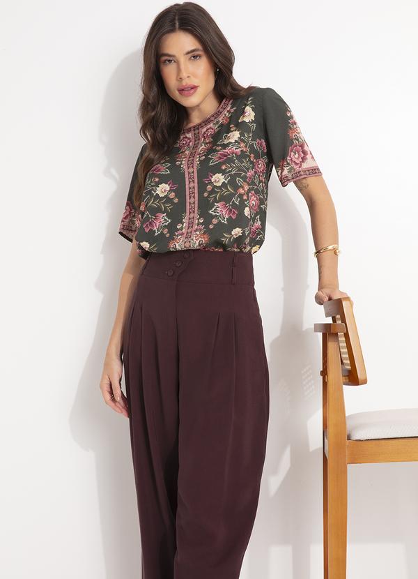 Farm - Calça Alfaiataria Botões Marrom 10