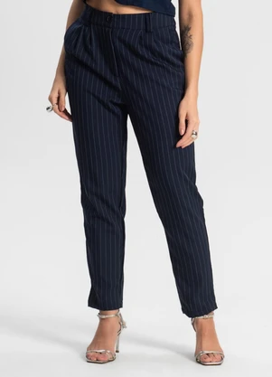 Rovitex - Calça Alfaiataria Cenoura de Risca Giz Azul - ROVITEX