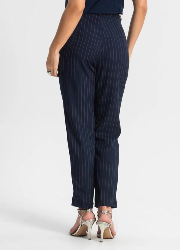 Rovitex - Calça Alfaiataria Cenoura de Risca Giz Azul 2