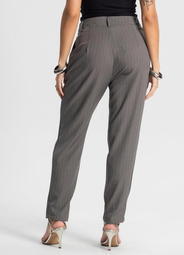 Rovitex - Calça Alfaiataria Cenoura de Risca Giz Cinza 2