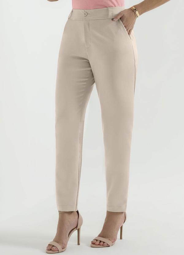 Cativa - Calça Alfaiataria Cintura Alta Bege