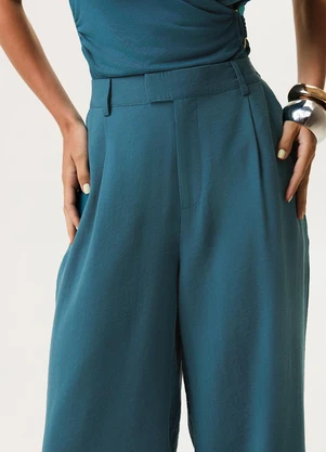 Enfim - Calça Alfaiataria com Pregas Azul Turquesa - ENFIM