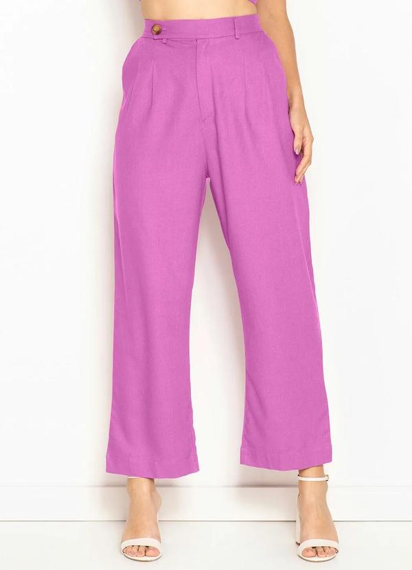 Farm - Calça Alfaiataria de Linho Roxo
