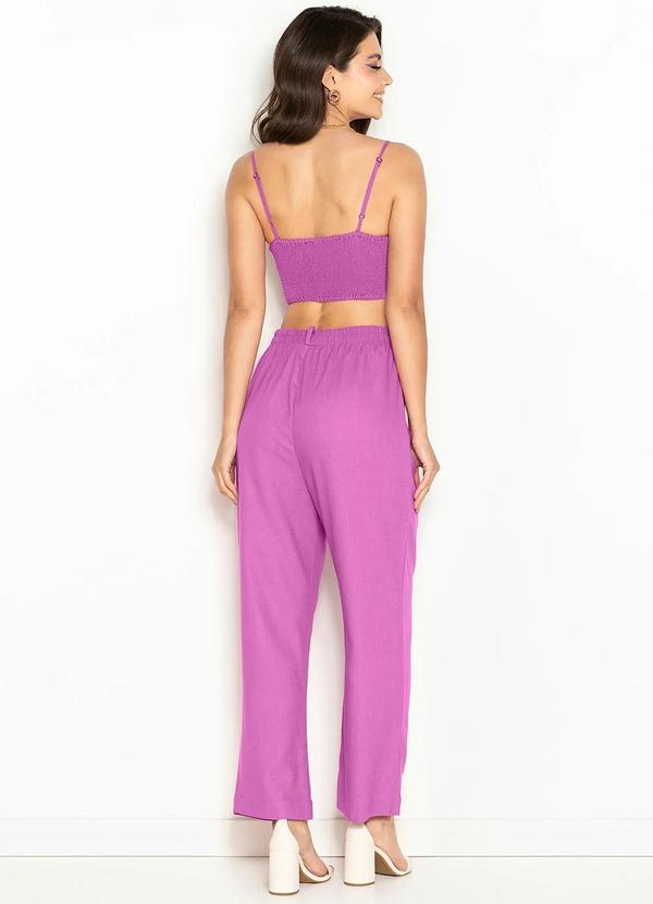 Farm - Calça Alfaiataria de Linho Roxo 4